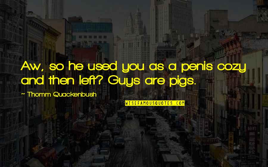 Guys Are Pigs Quotes By Thomm Quackenbush: Aw, so he used you as a penis