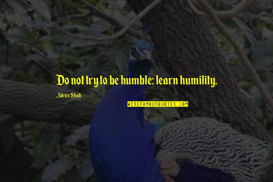 Guys Going Back To Their Ex Quotes By Idries Shah: Do not try to be humble: learn humility.