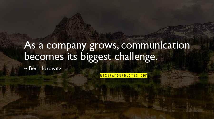 Guys Lowering Their Standards Quotes By Ben Horowitz: As a company grows, communication becomes its biggest