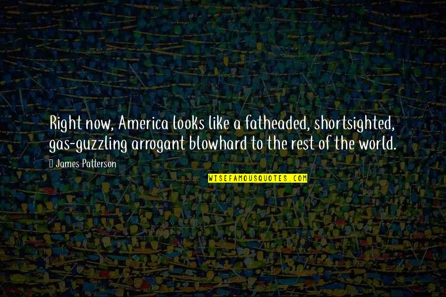 Guzzling Quotes By James Patterson: Right now, America looks like a fatheaded, shortsighted,