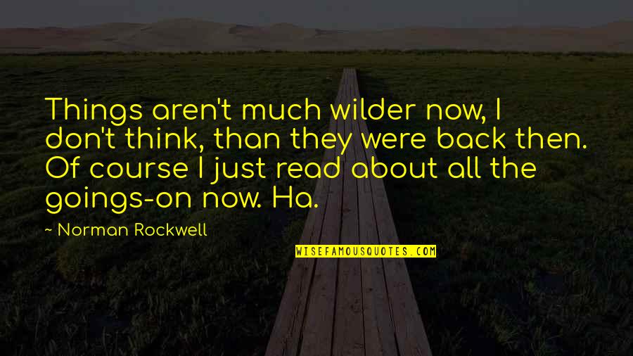 Gwen Araujo Quotes By Norman Rockwell: Things aren't much wilder now, I don't think, Gwen Araujo Quotes By Norman Rockwell: Things aren't much wilder now, I don't think,