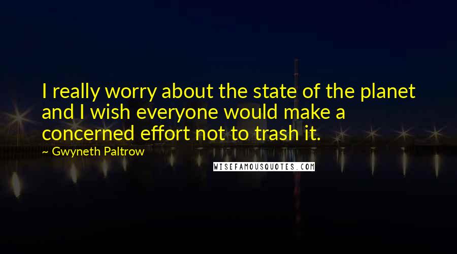 Gwyneth Paltrow quotes: I really worry about the state of the planet and I wish everyone would make a concerned effort not to trash it.
