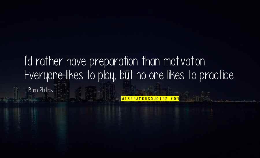 Gyermek Tkeztet Si Quotes By Bum Phillips: I'd rather have preparation than motivation. Everyone likes