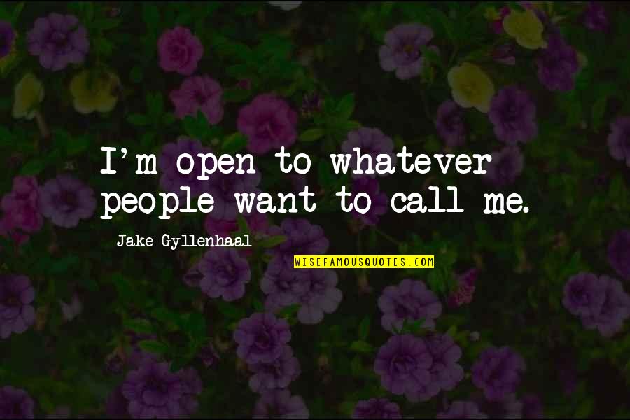 Gyllenhaal Jake Quotes By Jake Gyllenhaal: I'm open to whatever people want to call Gyllenhaal Jake Quotes By Jake Gyllenhaal: I'm open to whatever people want to call