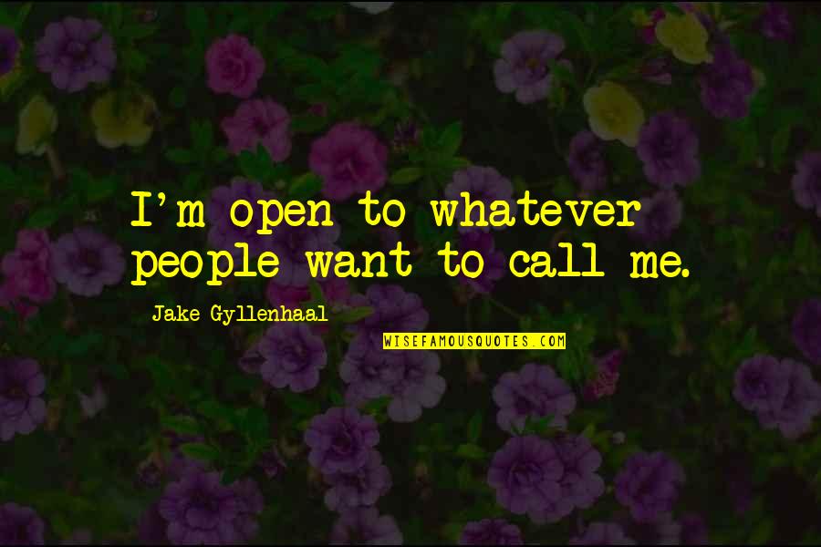 Gyllenhaal's Quotes By Jake Gyllenhaal: I'm open to whatever people want to call Gyllenhaal's Quotes By Jake Gyllenhaal: I'm open to whatever people want to call
