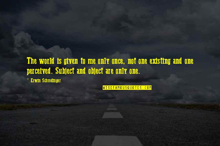 Gym Buddy Quote Quotes By Erwin Schrodinger: The world is given to me only once,