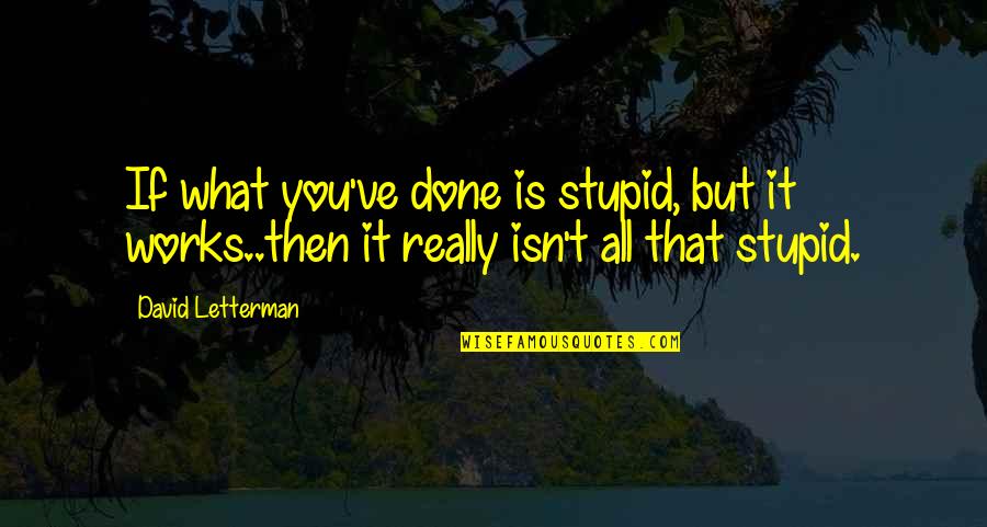 Gym Towel Quotes By David Letterman: If what you've done is stupid, but it Gym Towel Quotes By David Letterman: If what you've done is stupid, but it