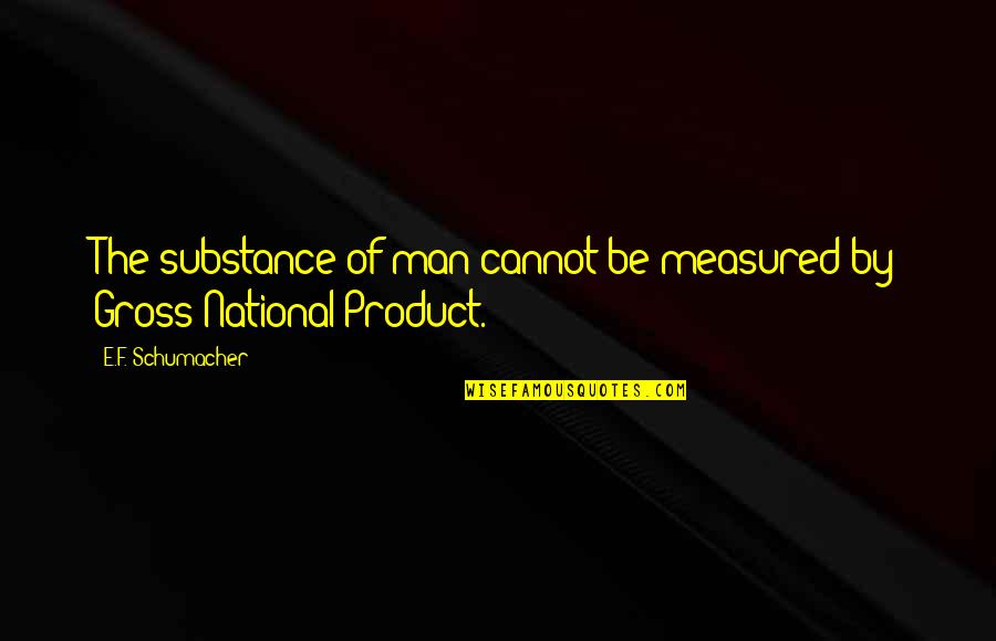 Gymming Gloves Quotes By E.F. Schumacher: The substance of man cannot be measured by