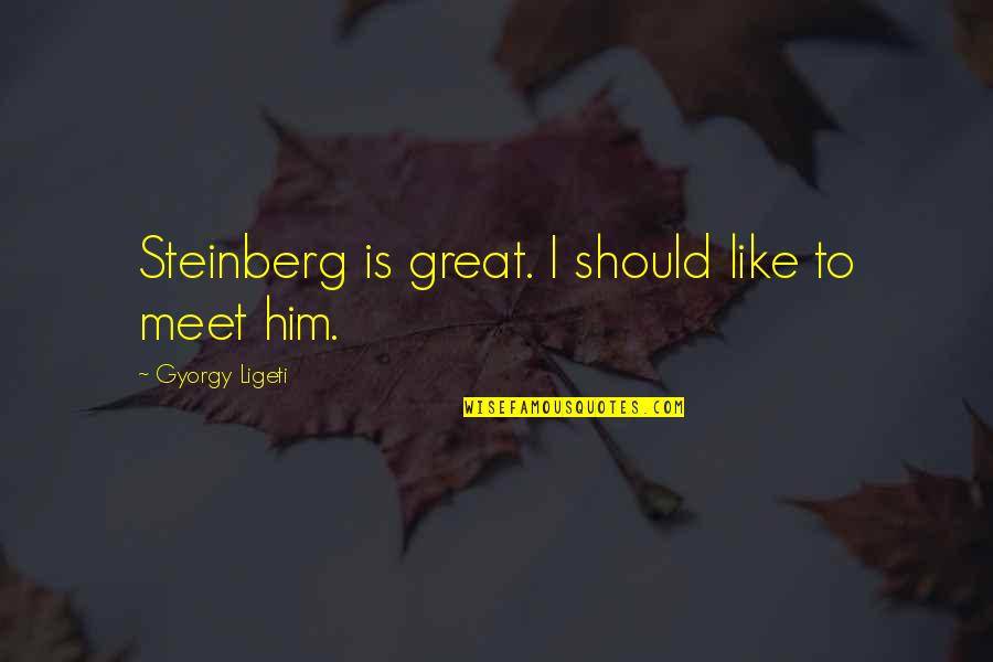 Gyorgy Ligeti Quotes By Gyorgy Ligeti: Steinberg is great. I should like to meet Gyorgy Ligeti Quotes By Gyorgy Ligeti: Steinberg is great. I should like to meet