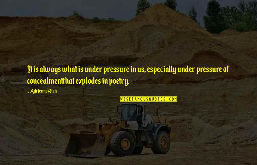 Gyrated Edge Quotes By Adrienne Rich: It is always what is under pressure in