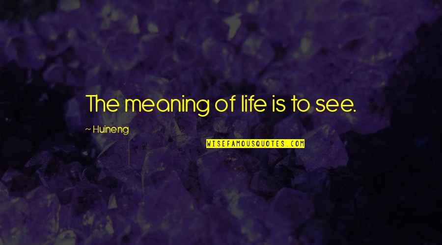 Gyrdl Quotes By Huineng: The meaning of life is to see. Gyrdl Quotes By Huineng: The meaning of life is to see.