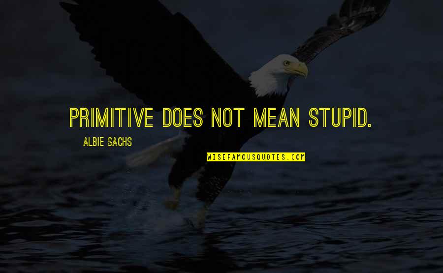 Gysin Realty Quotes By Albie Sachs: Primitive does not mean stupid.