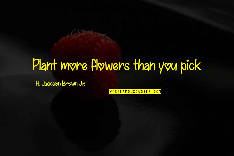 H. Brown Jackson Quotes By H. Jackson Brown Jr.: Plant more flowers than you pick
