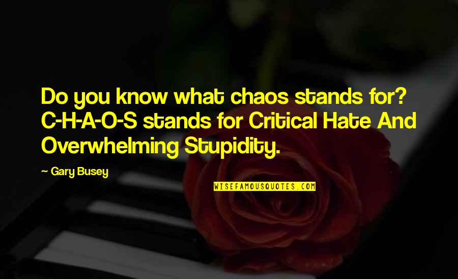 H.c Quotes By Gary Busey: Do you know what chaos stands for? C-H-A-O-S
