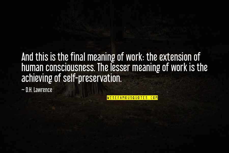 H D Lawrence Quotes By D.H. Lawrence: And this is the final meaning of work: