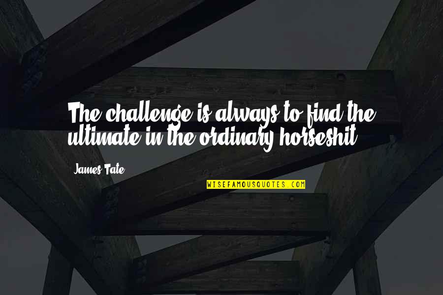 H H Dow Quotes By James Tate: The challenge is always to find the ultimate