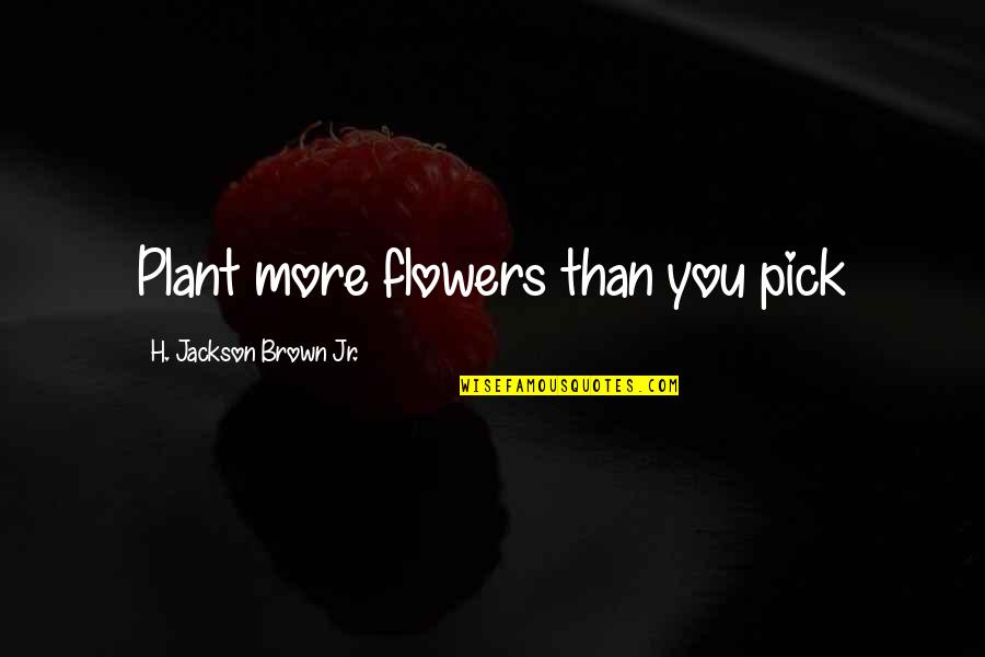 H.j. Brown Quotes By H. Jackson Brown Jr.: Plant more flowers than you pick