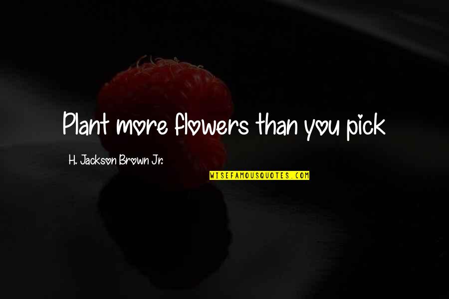 H Jackson Brown Quotes By H. Jackson Brown Jr.: Plant more flowers than you pick