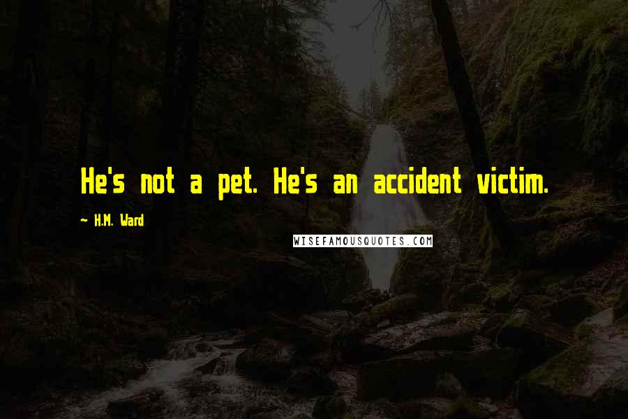 H.M. Ward quotes: He's not a pet. He's an accident victim. H.M. Ward quotes: He's not a pet. He's an accident victim.