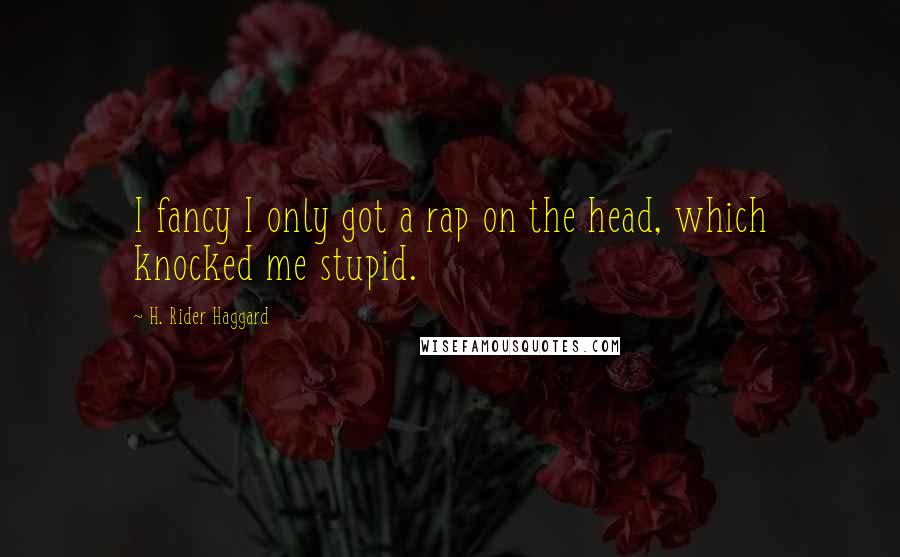 H. Rider Haggard quotes: I fancy I only got a rap on the head, which knocked me stupid.
