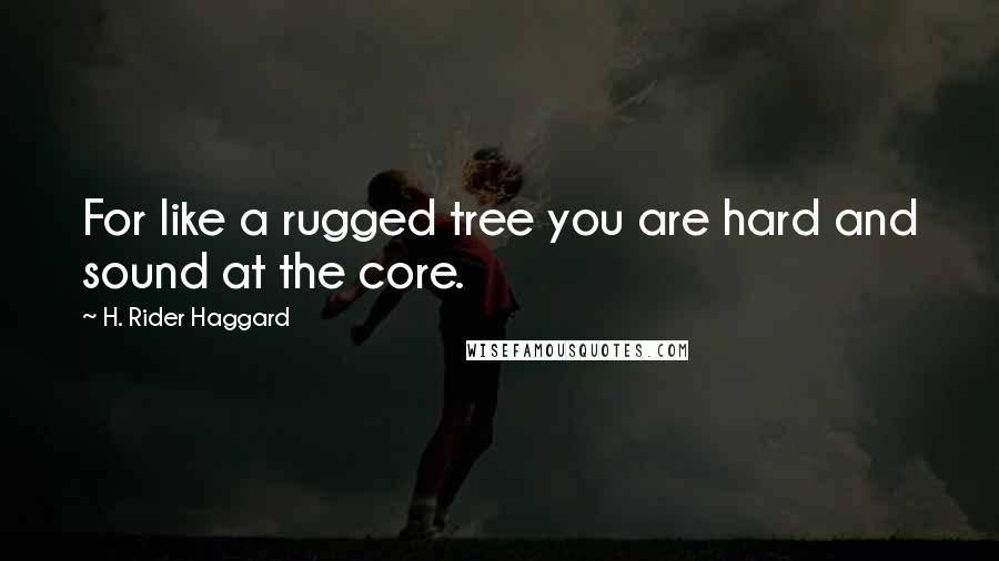 H. Rider Haggard quotes: For like a rugged tree you are hard and sound at the core.