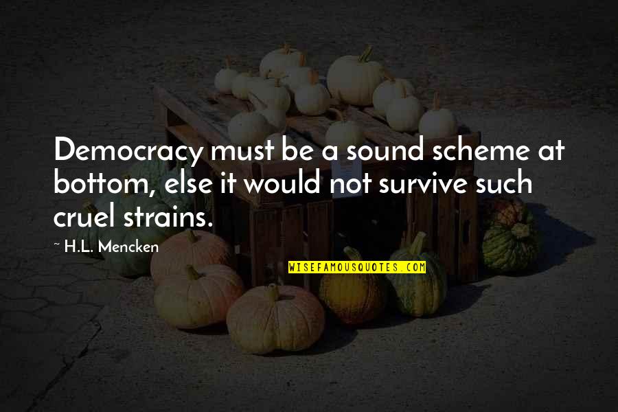 H Sound Quotes By H.L. Mencken: Democracy must be a sound scheme at bottom,