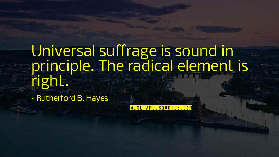 H Vellezi Suresi Quotes By Rutherford B. Hayes: Universal suffrage is sound in principle. The radical H Vellezi Suresi Quotes By Rutherford B. Hayes: Universal suffrage is sound in principle. The radical