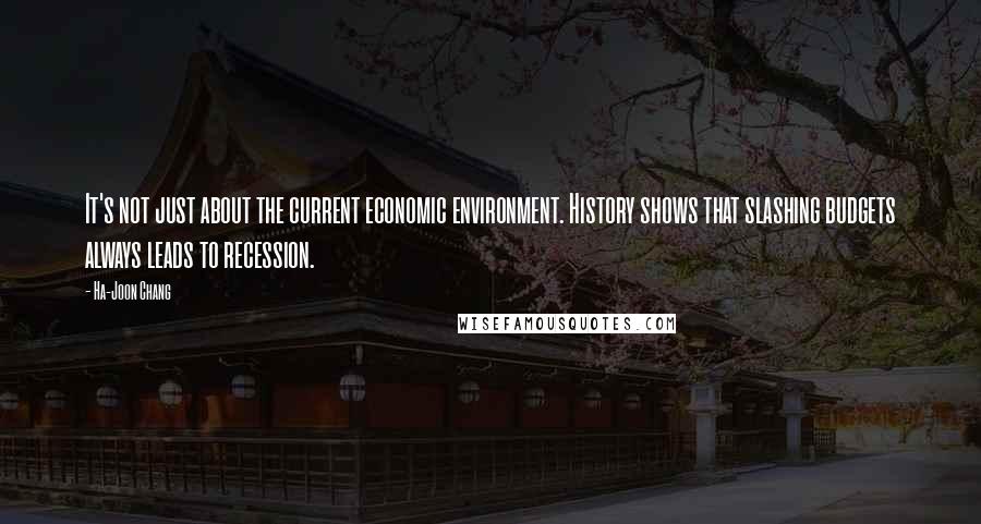 Ha-Joon Chang quotes: It's not just about the current economic environment. History shows that slashing budgets always leads to recession.