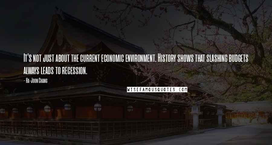 Ha-Joon Chang quotes: It's not just about the current economic environment. History shows that slashing budgets always leads to recession.