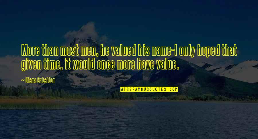 Habanero Pepper Quotes By Diana Gabaldon: More than most men, he valued his name-I Habanero Pepper Quotes By Diana Gabaldon: More than most men, he valued his name-I