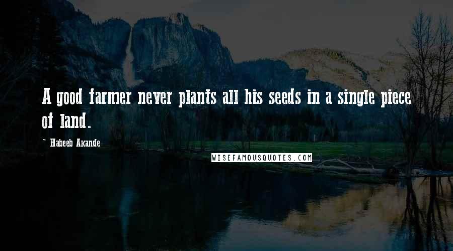 Habeeb Akande quotes: A good farmer never plants all his seeds in a single piece of land.