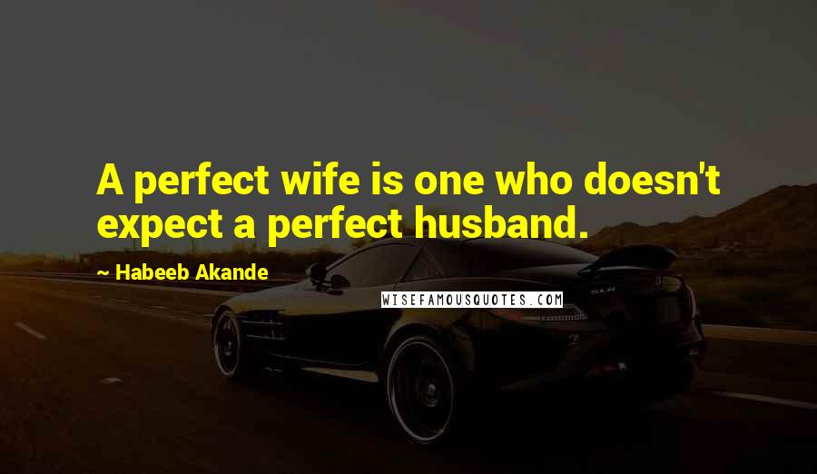 Habeeb Akande quotes: A perfect wife is one who doesn't expect a perfect husband.
