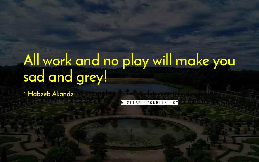 Habeeb Akande quotes: All work and no play will make you sad and grey!
