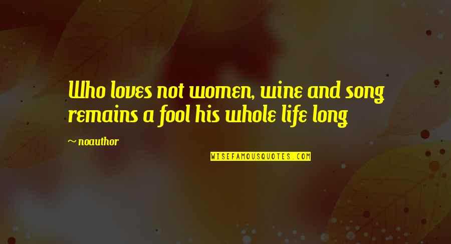 Habetur Quotes By Noauthor: Who loves not women, wine and song remains