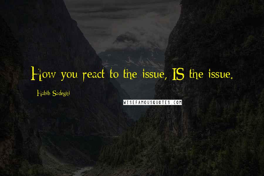 Habib Sadeghi quotes: How you react to the issue, IS the issue.