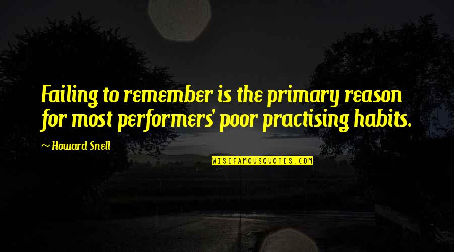 Habits To Quotes By Howard Snell: Failing to remember is the primary reason for Habits To Quotes By Howard Snell: Failing to remember is the primary reason for