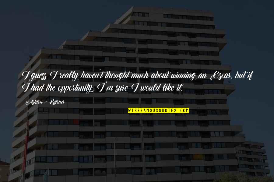 Hachmeister Sheila Quotes By Ashton Kutcher: I guess I really haven't thought much about Hachmeister Sheila Quotes By Ashton Kutcher: I guess I really haven't thought much about