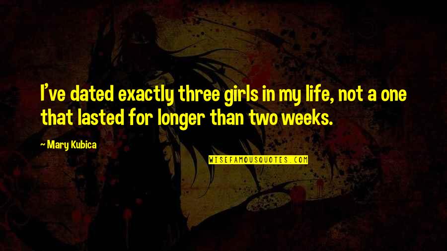 Hacinamiento Carcelario Quotes By Mary Kubica: I've dated exactly three girls in my life,