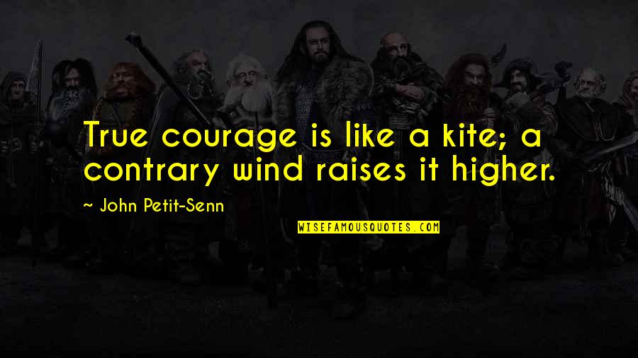 .hack Kite Quotes By John Petit-Senn: True courage is like a kite; a contrary