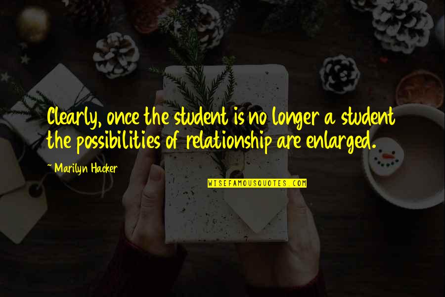 Hacker Quotes By Marilyn Hacker: Clearly, once the student is no longer a