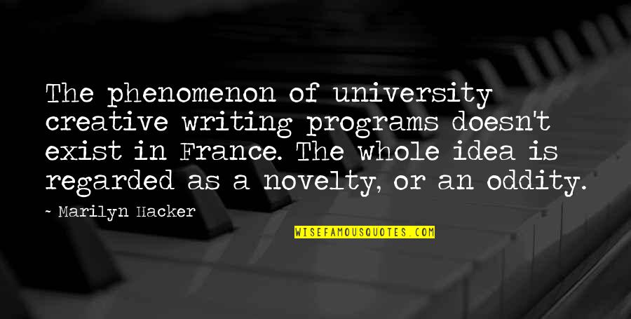 Hacker Quotes By Marilyn Hacker: The phenomenon of university creative writing programs doesn't