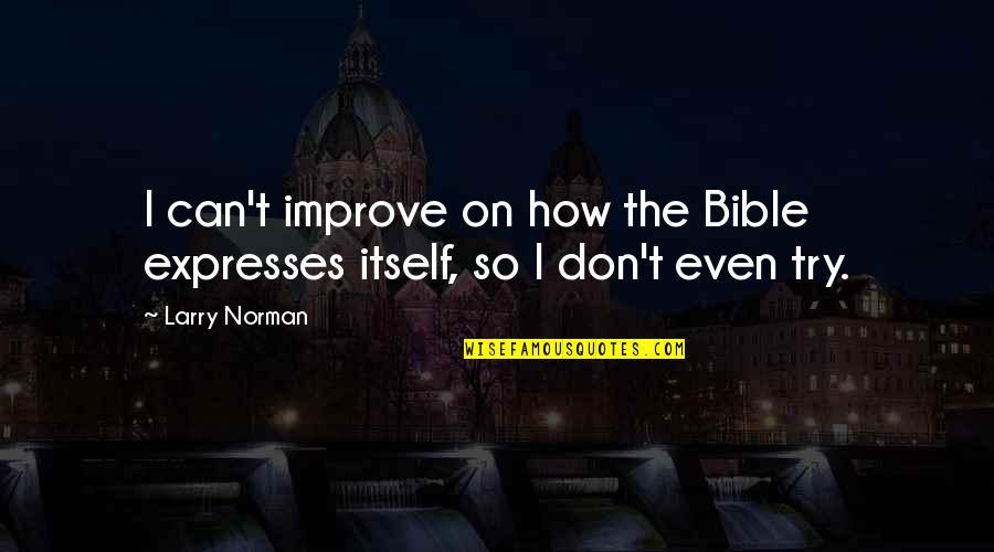 Hackmackastan Quotes By Larry Norman: I can't improve on how the Bible expresses