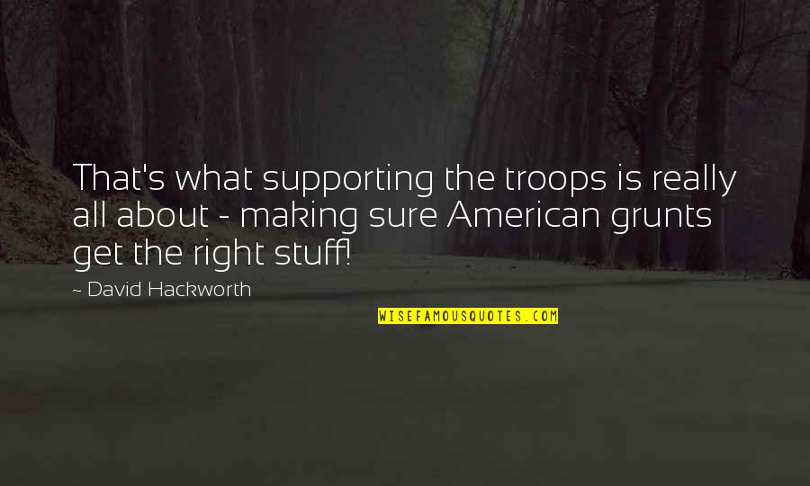Hackworth Quotes By David Hackworth: That's what supporting the troops is really all