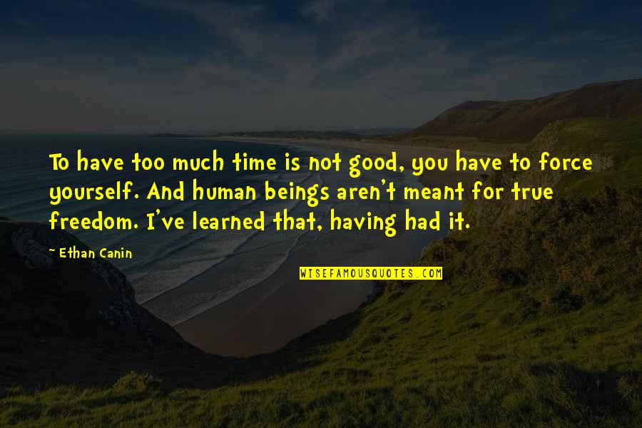 Had Good Time Quotes By Ethan Canin: To have too much time is not good,