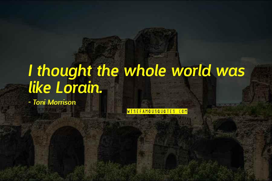 Hadden Quotes By Toni Morrison: I thought the whole world was like Lorain.