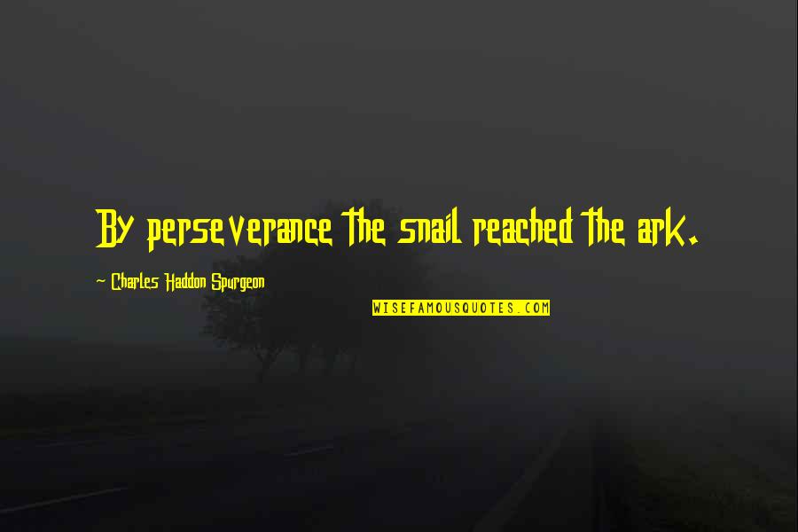 Haddon Quotes By Charles Haddon Spurgeon: By perseverance the snail reached the ark.