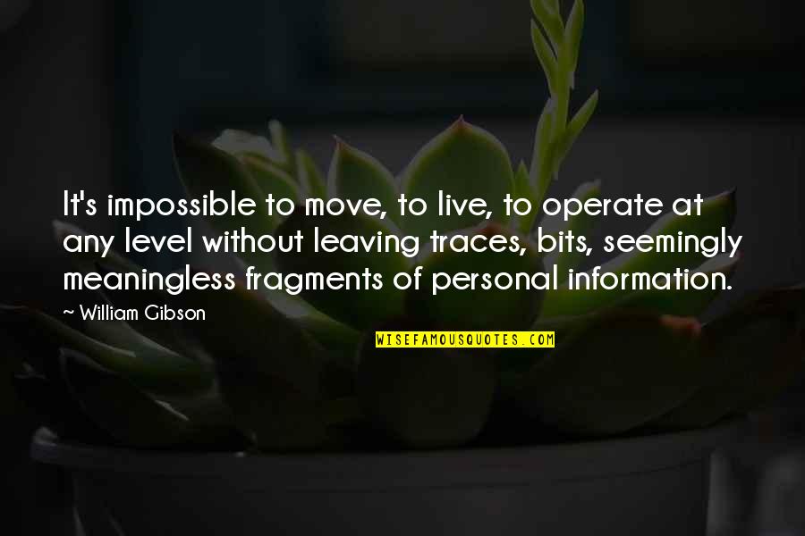 Haddonfield Quotes By William Gibson: It's impossible to move, to live, to operate