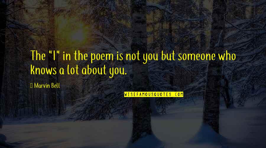 Hades Inspirational Quotes By Marvin Bell: The "I" in the poem is not you