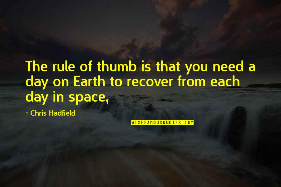 Hadfield Quotes By Chris Hadfield: The rule of thumb is that you need Hadfield Quotes By Chris Hadfield: The rule of thumb is that you need