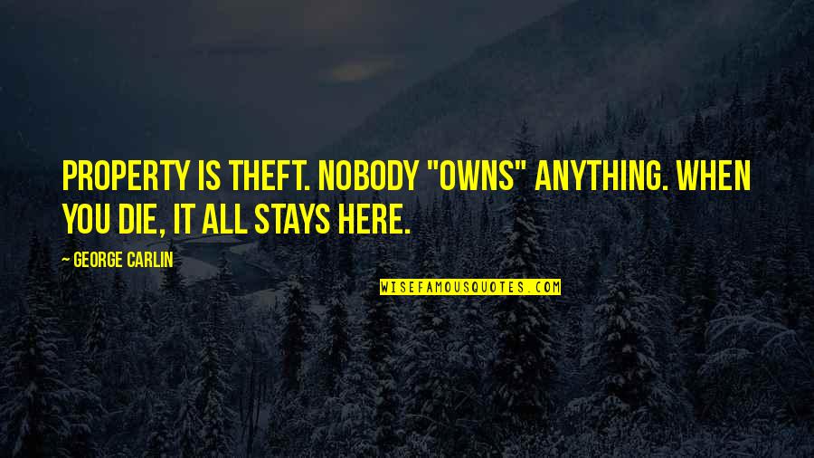 Hadley Wickham Quotes By George Carlin: Property is theft. Nobody "owns" anything. When you